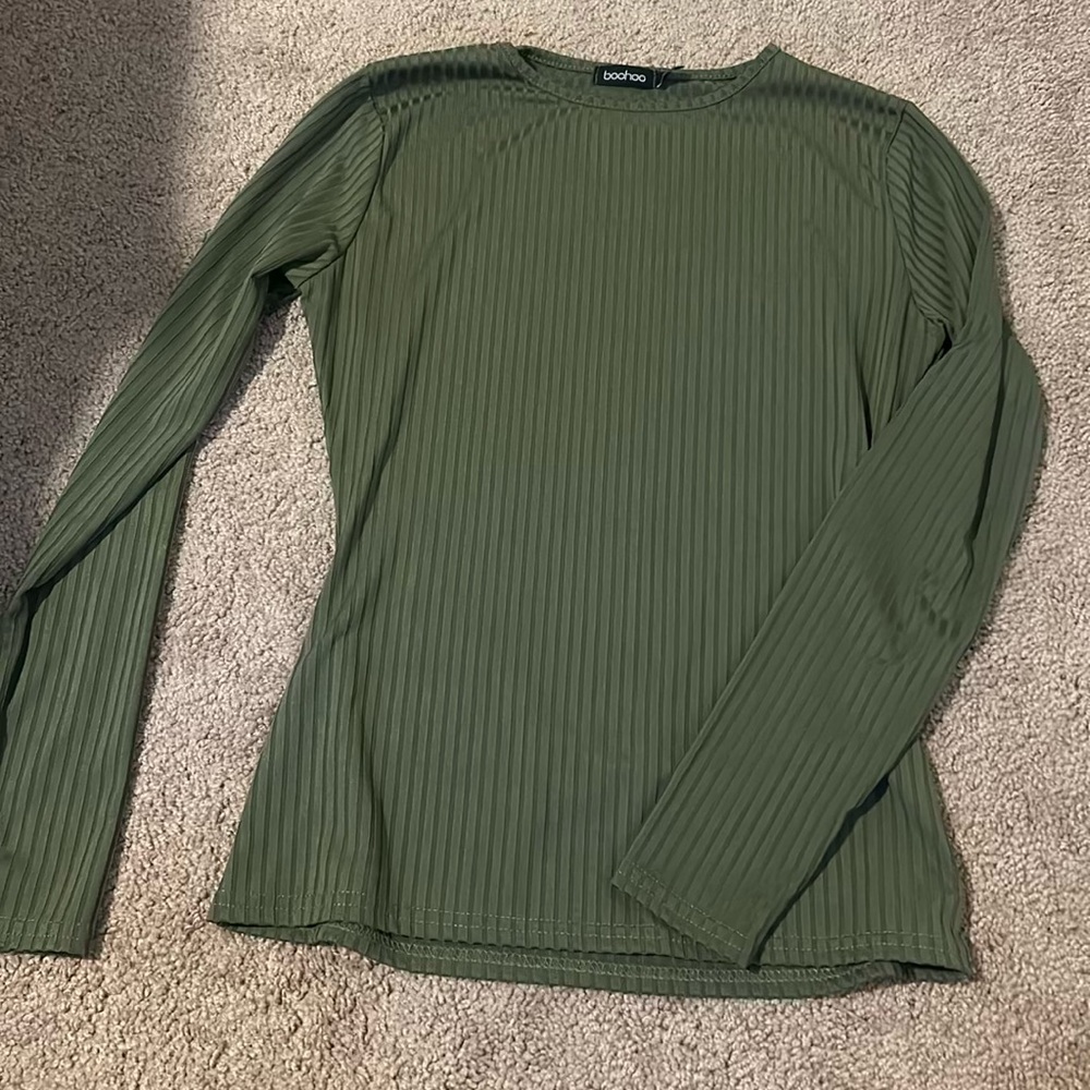 Boohoo Olive Green Long Sleeve Top
